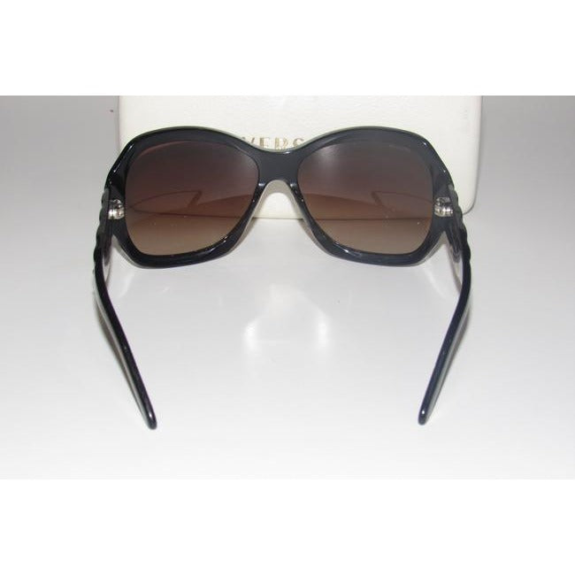 Versace Marbleized Heavy Plastic In Brown With Rhinestone Accents Sunglassesdesigner Sunglasses