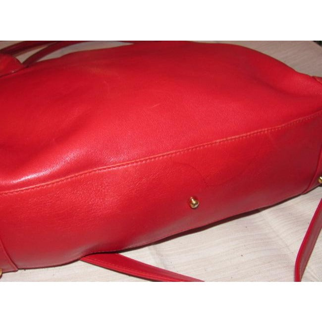 Gucci Vintage Pursesdesigner Purses Supple True Red Leather With Bamboo Accents Satchel