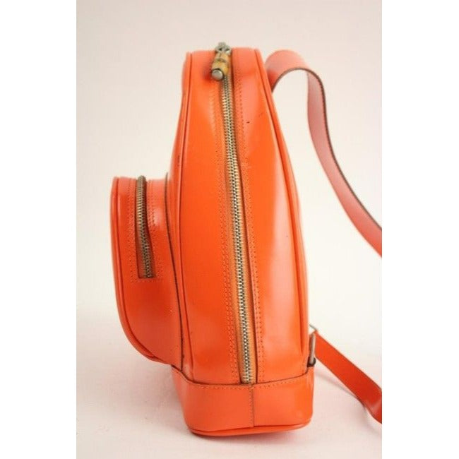 Gucci Messenger Triangular Two Way Messengerbackpack With Pocket Orange Patent Leather Backpack