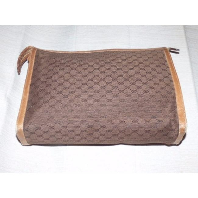 Gucci Vintage Shades Of Brown Leather Canvas Clutch