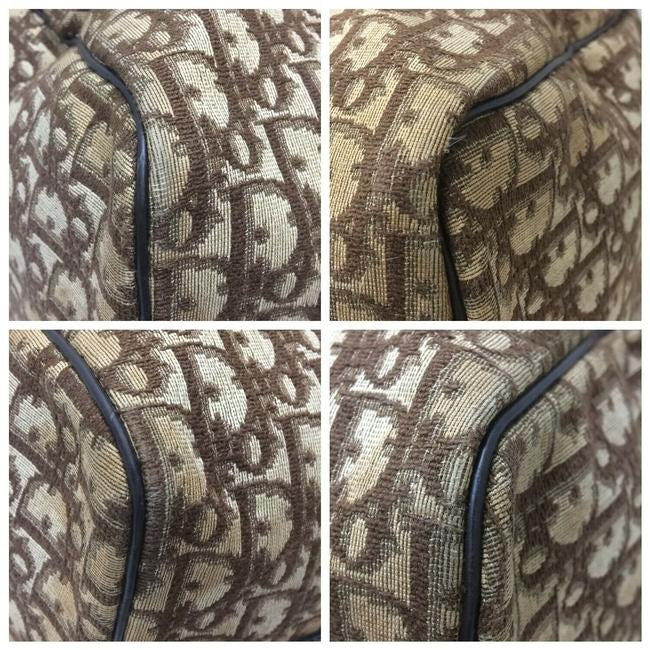 Dior Style Purse Trotter Logo Print Canvas In Shades Of Brown And Brown Leather Embroidered Satchel
