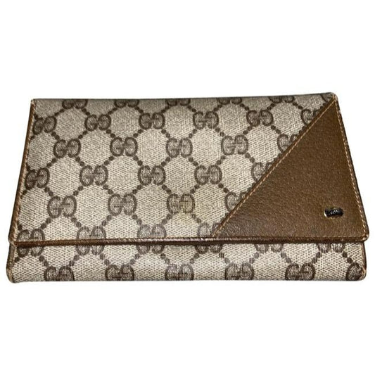 Gucci Brown Guccissima Print Xl Early Tri Fold Continental Wallet