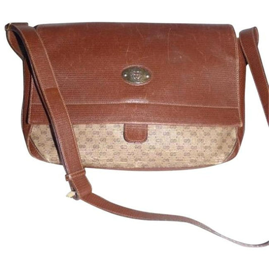 Gucci Vintage Shades Of Brown Small G Logo Print Leather Coated Canvas Cross Body