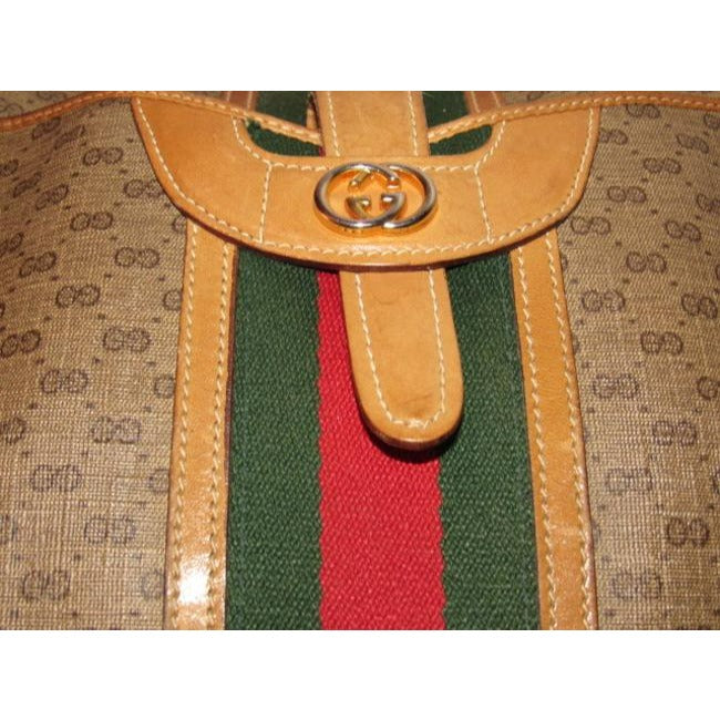 Gucci Vintage Pursesdesigner Purses Brown Small G Logo Print Coated Canvas And Camel Leather With Re