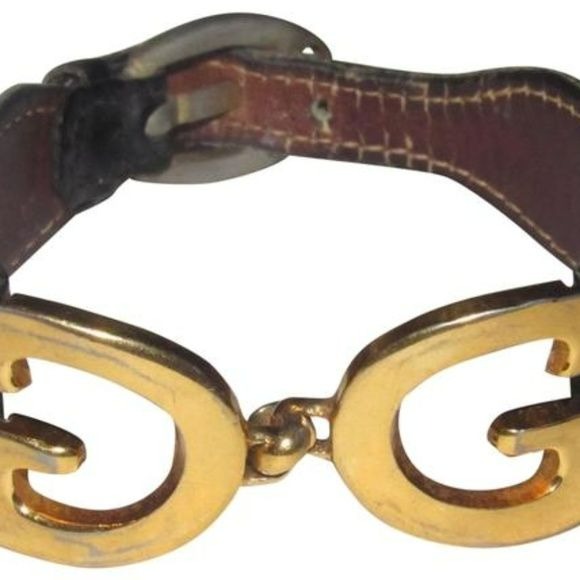 Vintage Gucci Gold, 'G' Logo Buckle Bracelet