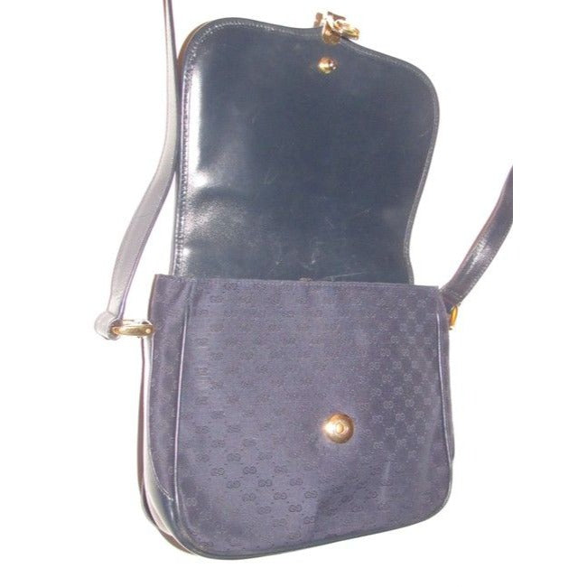 Gucci Vintage Pursesdesigner Purses Blue Leather And Gg Leather Shoulder Bag