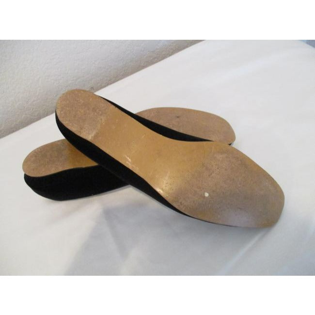 Daniel Green Black Brush Velour Gold Quilted Insole Flats Size Us