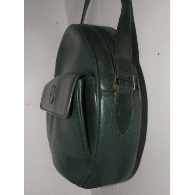 Gucci Round Canteen Style Textured Green Leather Satchel