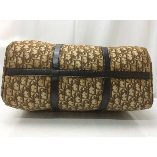 Dior Style Purse Trotter Logo Print Canvas In Shades Of Brown And Brown Leather Embroidered Satchel