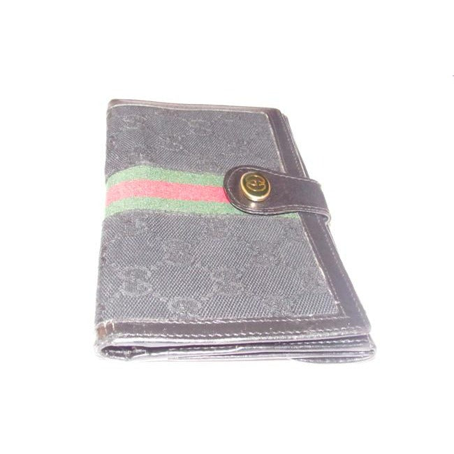 Gucci Black G Printed Green Stripe Collection Wallet