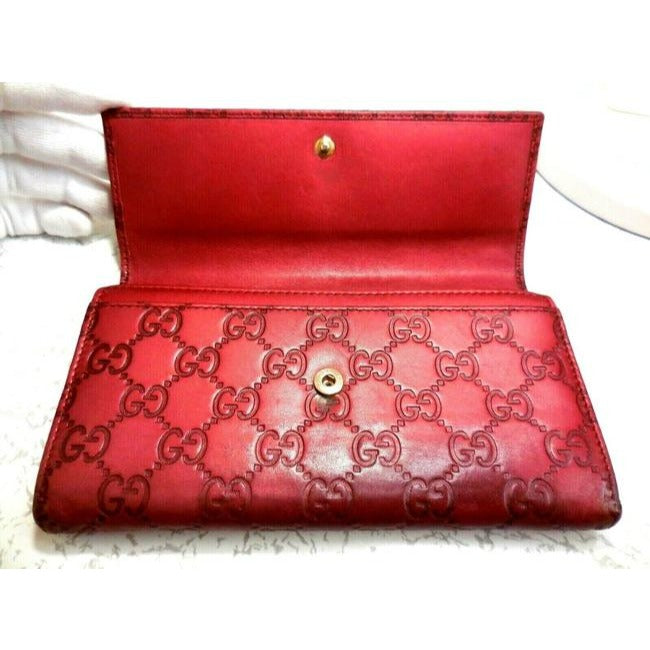 Gucci Metallic Magenta Chrome Xl Embossed Guccissima Leather Wallet