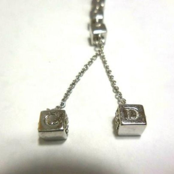 Dior Silver/Crystal Lariat Style Charm Necklace