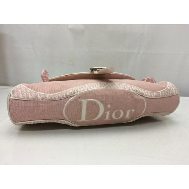 Dior Cross Body Or Shoulder Style Pink And Pink And White Trotter Logo Print Canvas And Pink And Whi