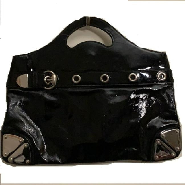 Gucci Top Handle Punch Top Blackchrome Patent Leather Tote