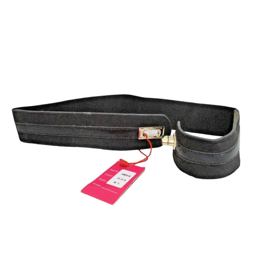 BYRN MAWR Black Stretch Suede/Leather Latch Belt