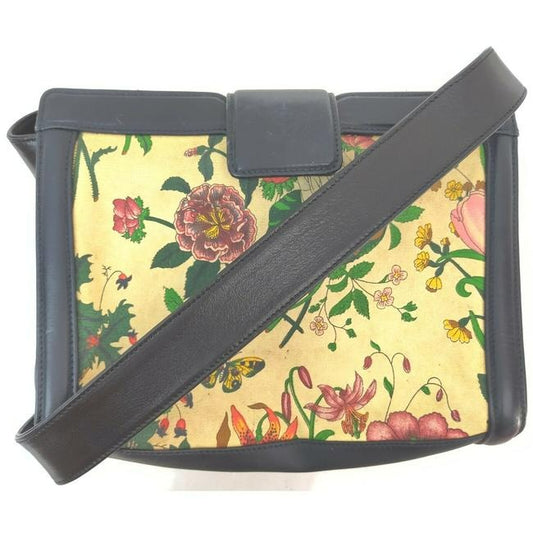 Gucci Garden Souvenir Bag Clutch Two Way Cross Body Shoulder Purse Floral Printnavy Leather Canvas A