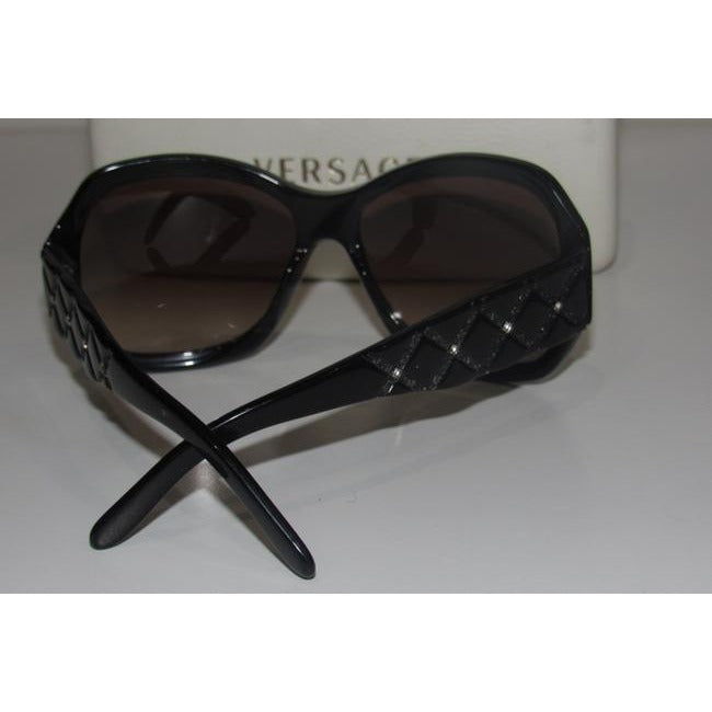 Versace Marbleized Heavy Plastic In Brown With Rhinestone Accents Sunglassesdesigner Sunglasses