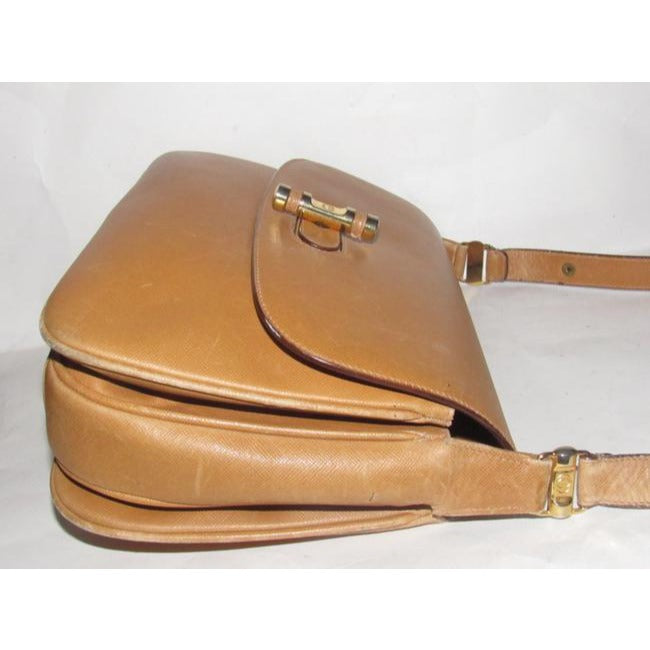 Gucci Vintage Pursesdesigner Purses Light Camel Brown Textured Leather Shoulder Bag