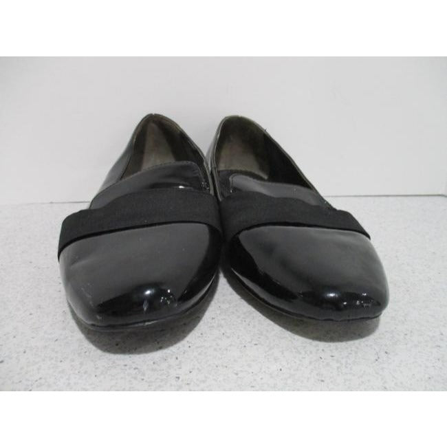 Pour La Victoire Patent Black Sarina Square Toe Sip On Flats Size Us