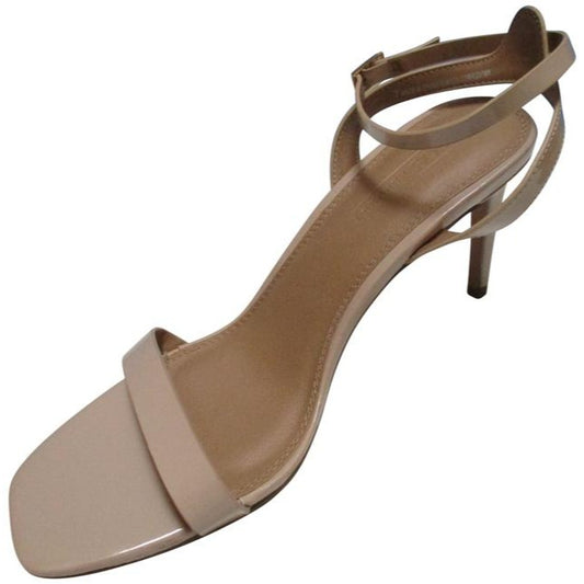 Asos Beige Patent Ankle Strap Flats Sandals Size Us