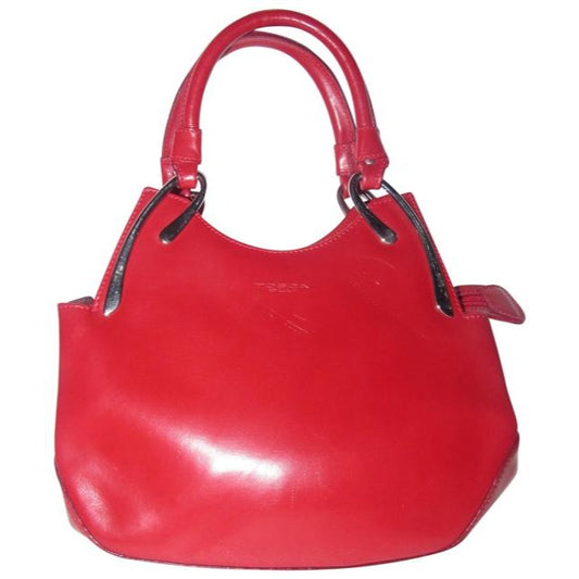 Tosca Blu Satcheldesigner Purses Red Leather With Bold Chrome Accents Satchel