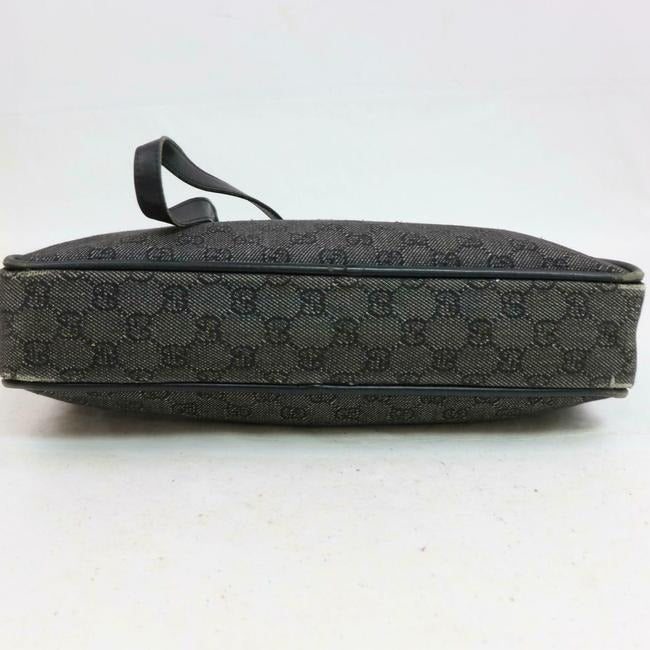 Gucci Tom Ford Era Vintage Purse Black Large G Logo Print On Grey Canvas And Black Leather Satchel