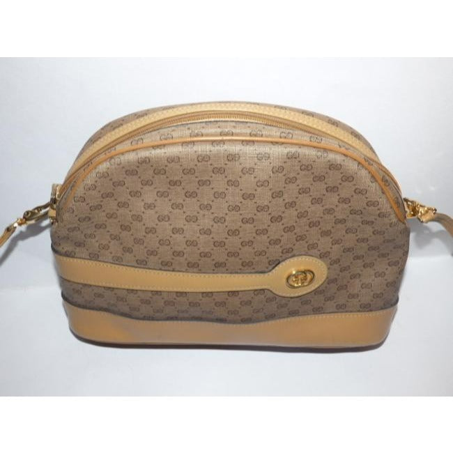 Gucci Vintage Shades Of Brown Leather Coated Canvas Cross Body Bag