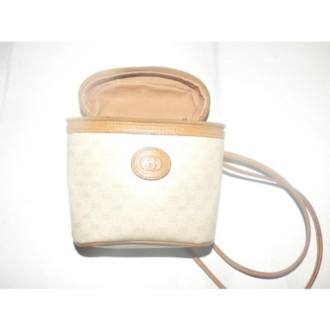 Gucci Camel On Ivory Micro G Print Cylindrical Cross Body Purse