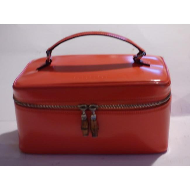 Gucci Vintage Reddish Orange Glossy Leather Satchel