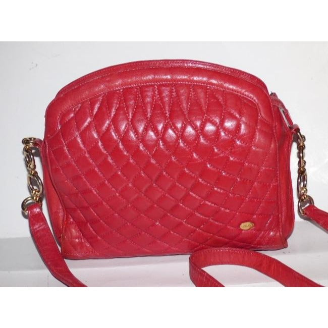 Bally Vintage Pursesdesigner Purses True Red Quilted Leather Suede Shoulder Bag