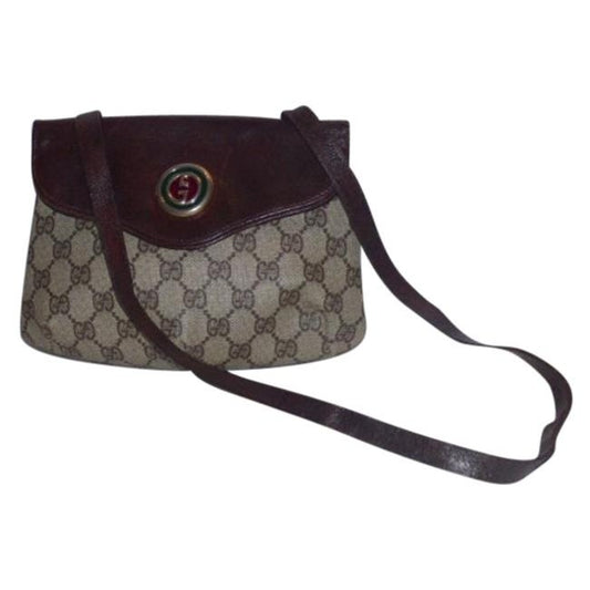 Gucci Vintage Large G Designer Purses Brown Gg Supreme Canvas Hobo Bag