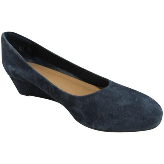 Clarks Slate Blue Suede Round Toe Wedge Pumps Size Us