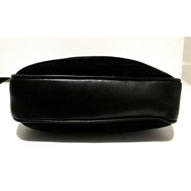 Gucci Vintage Black Suede And Leather Shoulder Bag