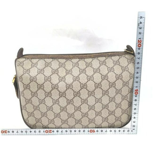 Gucci Gg Supreme W Red Green Striped Accent Brown Guccissima Print Leather Coated Canvas