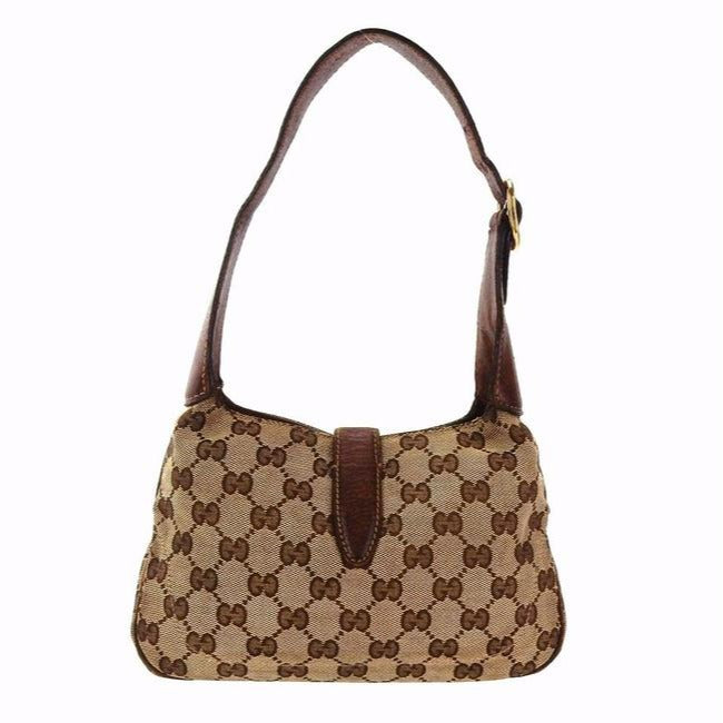 Gucci Jackie Guccissia Print Leather Canvas Petite Bag