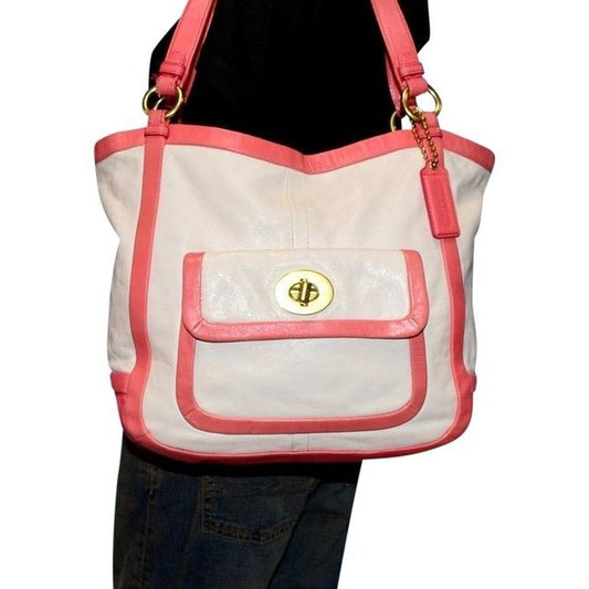 Coach Vintage Pursesdesigner Purses Buttery Soft White And Pink Leather With Gold Hardware Satchel