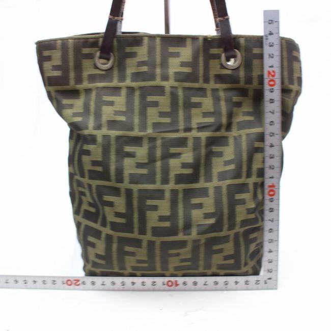 Fendi Brown Tobacco Zucca Large F Logo Print Canvas And Brown Leather Tote