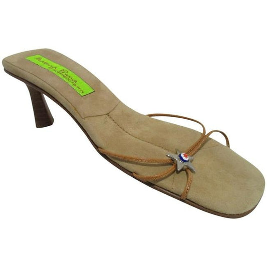 Goffredo Fantini Beige Sand Chic Tan Brushed Suede Slip On Slides Sandals Size Eu