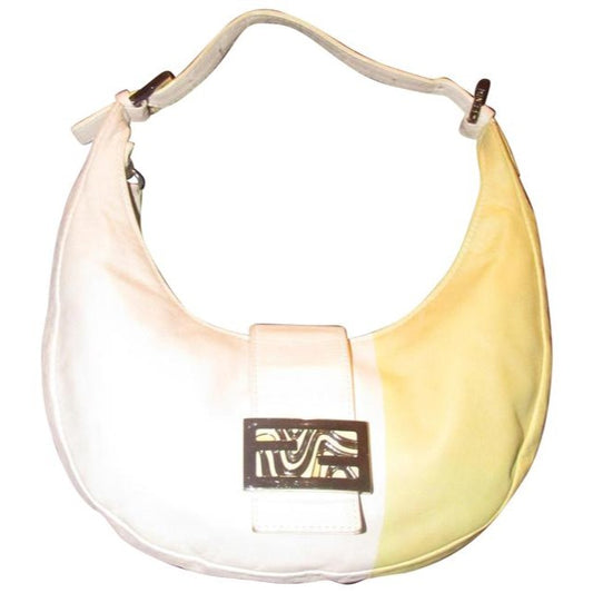 Fendi Shoulder W Ltd Ed Color Block Enamelchrome Accent Pinkyellow Lthrenamel Ff Leather Hobo Bag