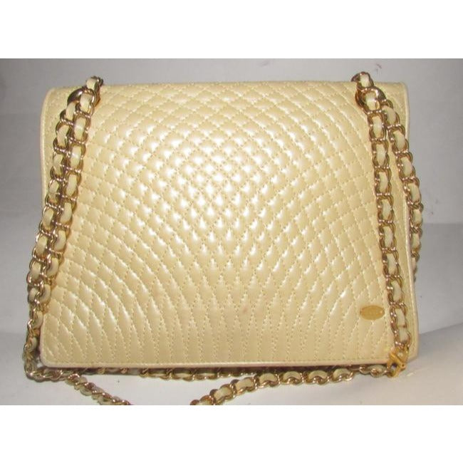 Bally Vintage Pursesdesigner Purses Pale Yellow Quilted Leather Shoulder Bag