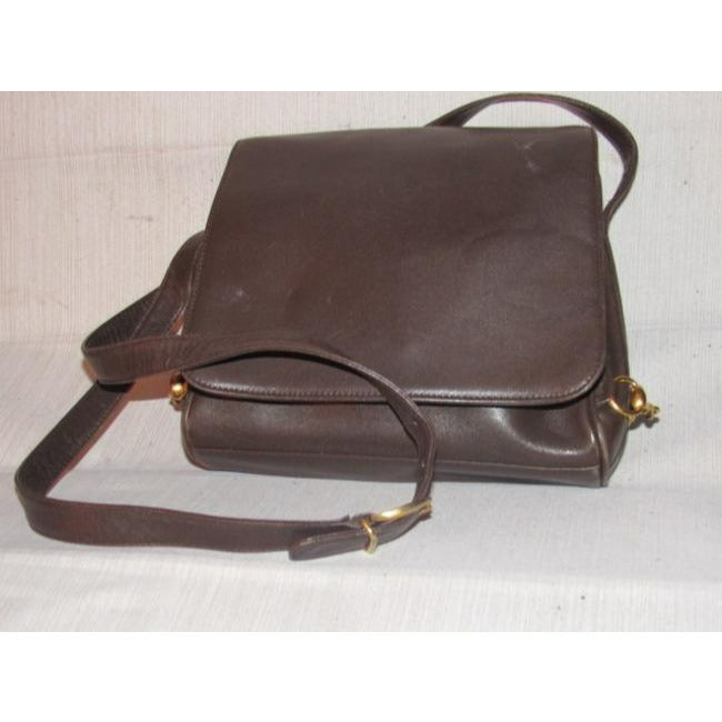 Gucci Vintage Brown Leather With Gold Equestrian Accents Cross Body Bag