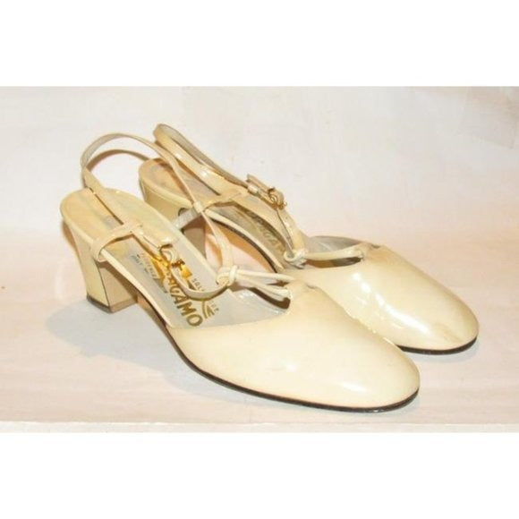 Ferragamo Buttery Soft Ivory Pale Yellow Pumps