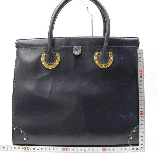 Gucci Horsebit Vintage Pursesdesigner Purses Navy Blue Leather With Gold Horse Shoe Accents Satchel