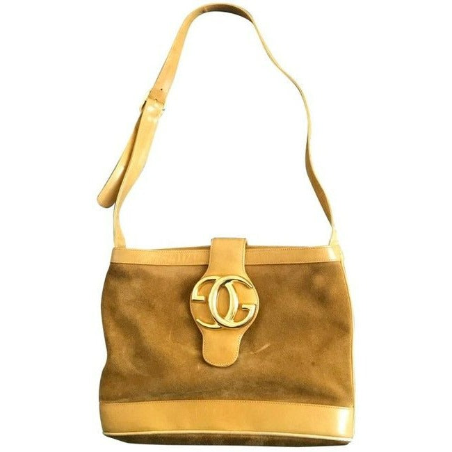 Gucci Bucket Bag Britt Blondie Camel Suede Leather Satchel