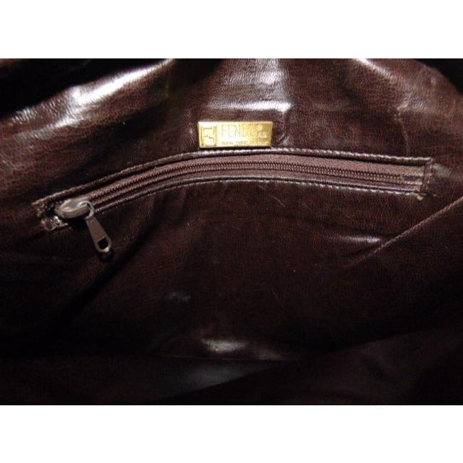 Fendi W Ctd Canvasleather Two Longer Straps Yellowbrown Zucchino Print Canvas And Leather Satchel