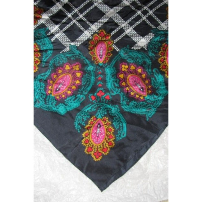 Diane Von Furstenberg Colorful Abstract Scarf with Floral/Peacock Design
