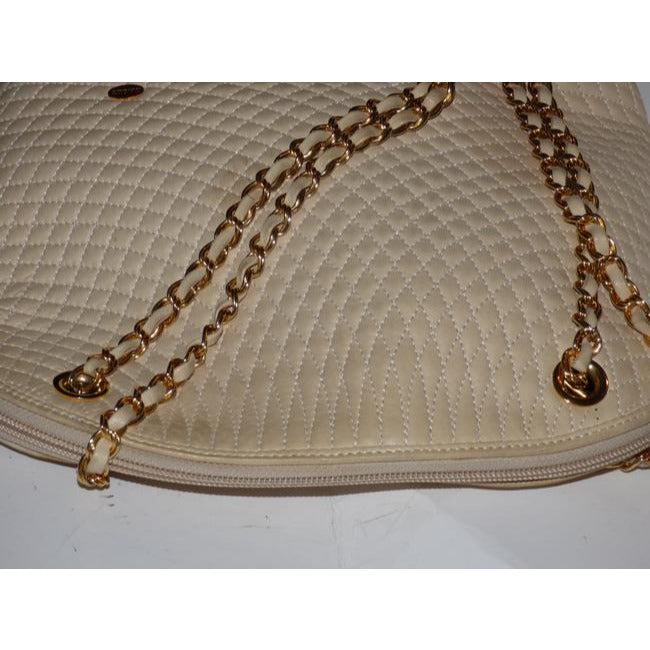 Bally Vintage Pursesdesigner Purses Champagne Quilted Suede And Leather Shoulder Bag