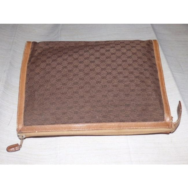 Gucci Vintage Shades Of Brown Leather Canvas Clutch