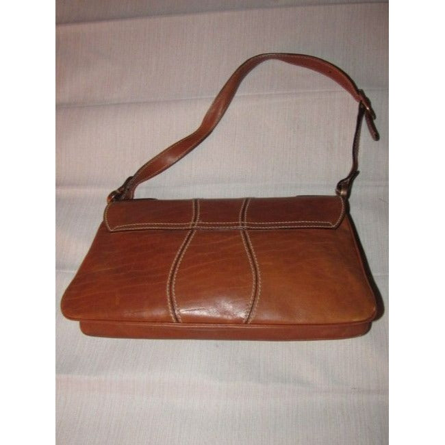 Gucci Vintage Cognac Or Chestnut Leather With Contrast Stitching And Brass Hardware