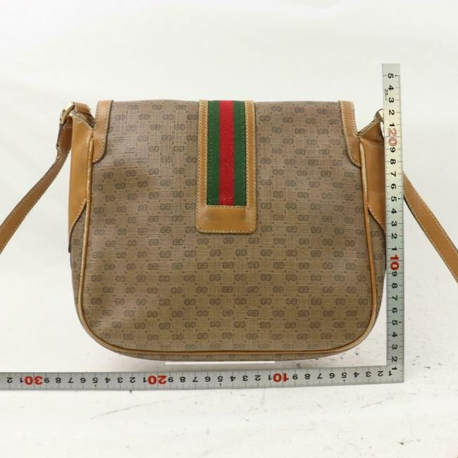 ON SALE! Gucci Sherry Line Micro Guccissima Cross Body Camel Brown Red Green Stripe Leather